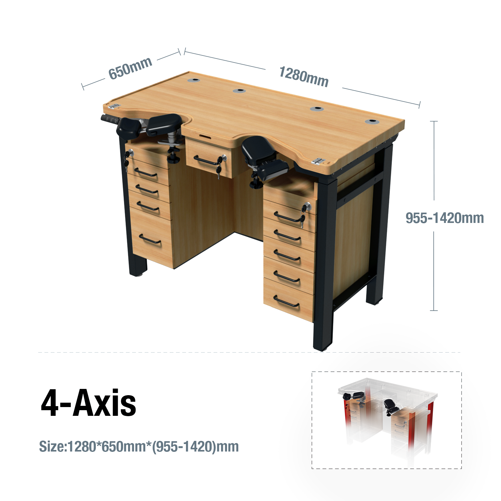 Height-Adjustable Watchmaker Workbench